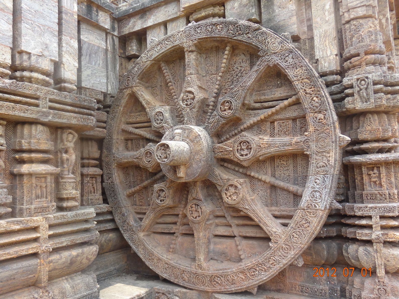 Konark Sun Temple carvings at sunrise